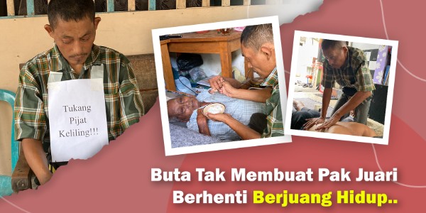 Tak Bisa Melihat Sejak Usia 10 Tahun, Pak Juari Tetap Keliling Demi Makan Sehari-Hari